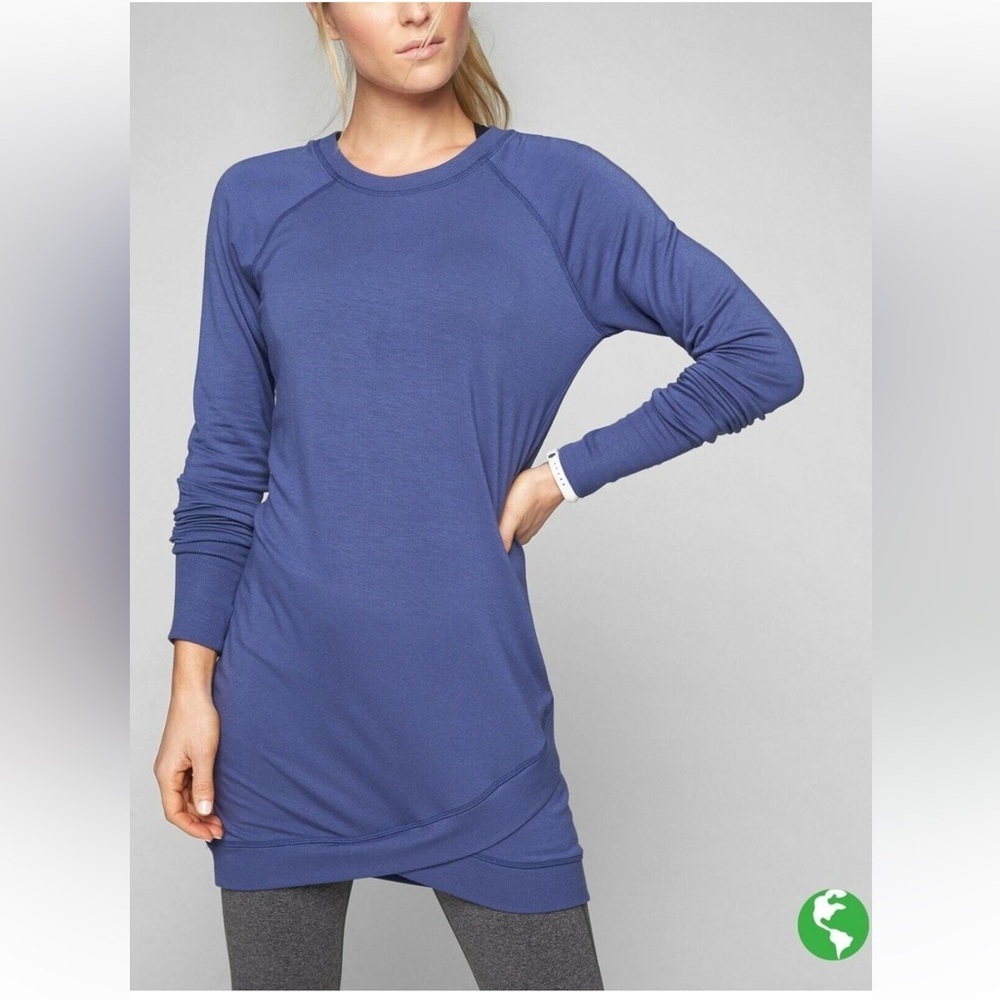 Athleta Navy Criss Cross Tunic Dress Long Sleeve XS – Sustainable Modal Blend
